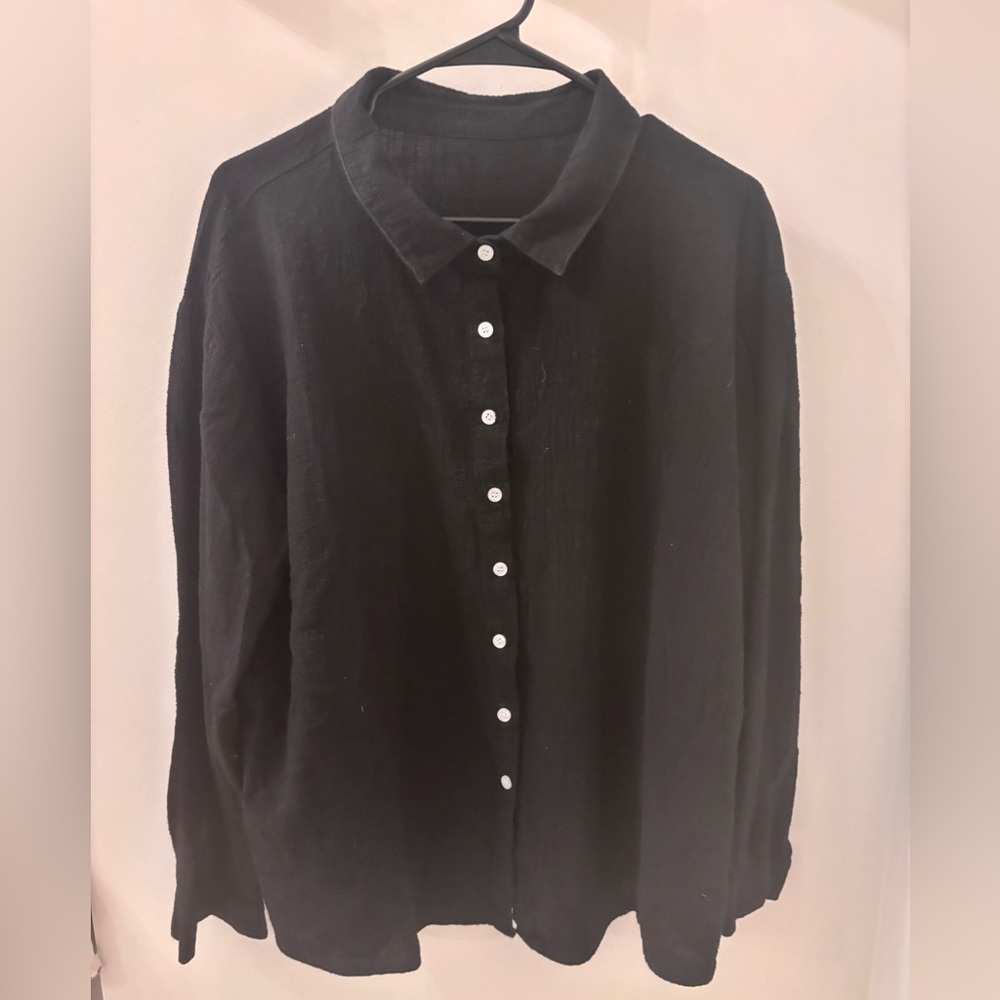 Classic women's black button down  Shirt